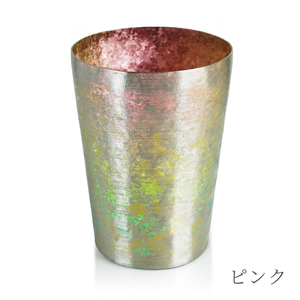 チタン二重タンブラー 鈦虹 ビアロック (ピンク) 400ml