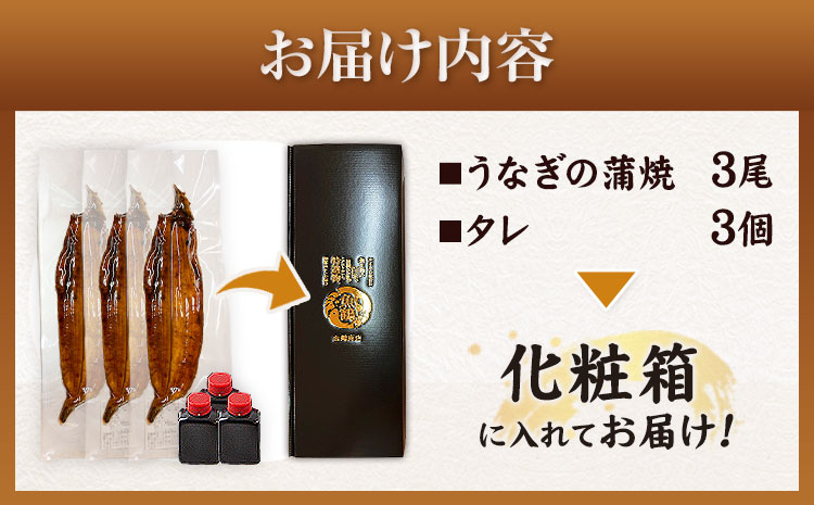 大型サイズ ふっくら柔らか 国産 うなぎ 蒲焼き 3尾 化粧箱入 株式会社魚鶴商店《30日以内に出荷予定(土日祝除く)》 和歌山県 日高町 うなぎ 鰻 蒲焼き 国産使用 ごはんのお供 おつまみ にも最