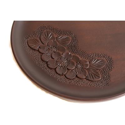 ふるさと納税 長野県 軽井沢彫　7寸丸盆(三連桜)　　長野県伝統工芸品 |  | 01