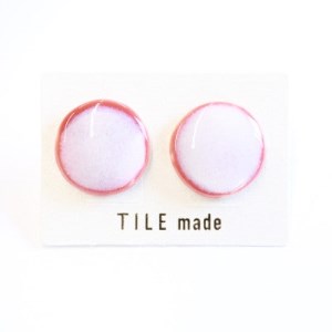 【美濃焼】 ピンクむら タイル ピアス 直径20mm 瑞浪市 / TILEmade タイル アクセサリー ハンドメイド [AZCD024]