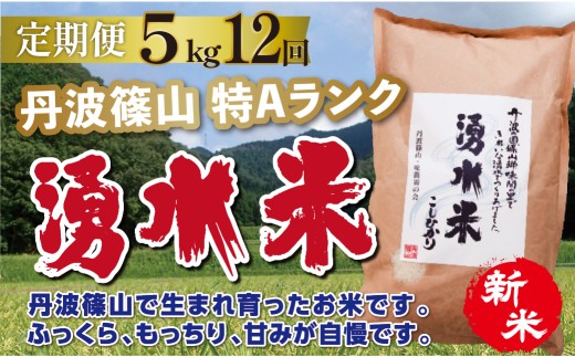 〈定期便 5kg12回 特A〉新米 令和8年産 丹波篠山産 特A コシヒカリ 湧水米   | 丹波篠山 お米 おこめ ブランド米 ごはん ご飯 白米 米 コメ こめ 精米 精白米 おいしい米 美味しいお米 兵庫県 お取り寄せ こしひかり コシヒカリ