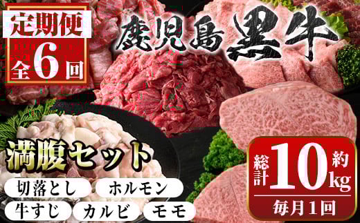 
            E01009 ＜定期便・全6回＞鹿児島黒牛 満足定期便・満腹セット(全5種・合計10kg) 鹿児島黒牛 モモ 赤身 ホルモン 霜ぶり 霜降り ステーキ 牛すじ 切り落とし 切落し 焼肉 食べ比べ 日本一 鹿児島 国産 九州産 牛肉 ビーフ 定期便【新村畜産】
          