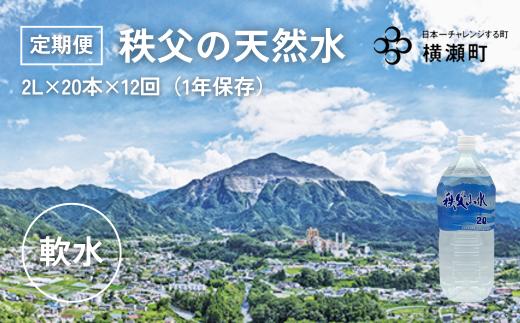 【定期便】秩父の天然水「秩父山水」2L×20本×12回（毎月）【1年保存可 水 天然水 備蓄水 おいしい水 ミネラルウォーター 】