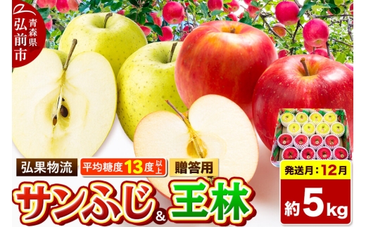 【26年12月発送】りんご サンふじ・王林 詰め合わせ【贈答用】約5kg 糖度13度以上 青森県 弘前市 [サンふじ 王林 りんご 贈り物 贈答用 お歳暮 お中元 ギフト 5キロ アップル おいしい 黄色 果実 果物 詰め合わせ セット 赤色 美味]