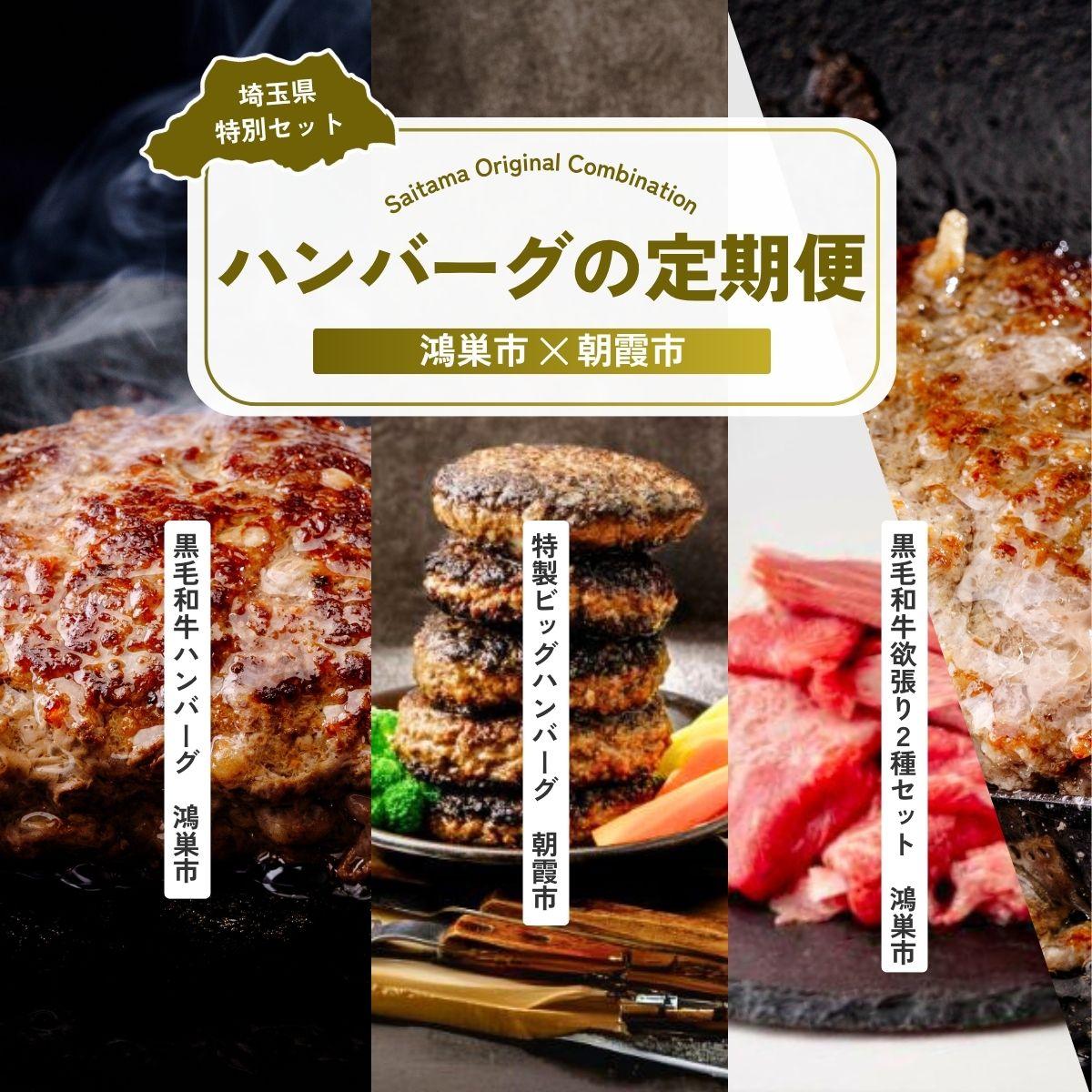 【ふるさと納税】【全3回定期便】ハンバーグセット | ハンバーグ 黒毛和牛 武州和牛 嬉嬉豚 食べ比べ 切り落とし 牛肉 お肉 肉 埼玉県 埼玉県庁