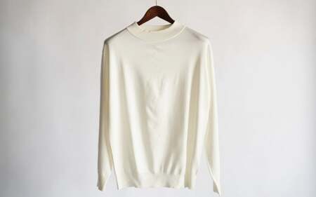 洗える セーター モックネック ( ホワイト M ) ニット シルク100％ メンズ | 長袖 ニット ウォッシャブル 秋冬 秋 冬 シンプル 無地 プレゼント ギフト 父の日 新潟県 五泉市 有限会