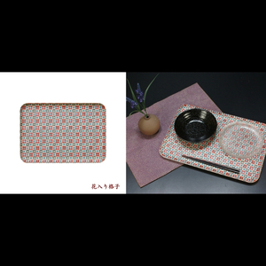 タツクラフト 友禅和紙トレー M 33cm 2枚セット 花入り格子 【Tk314】