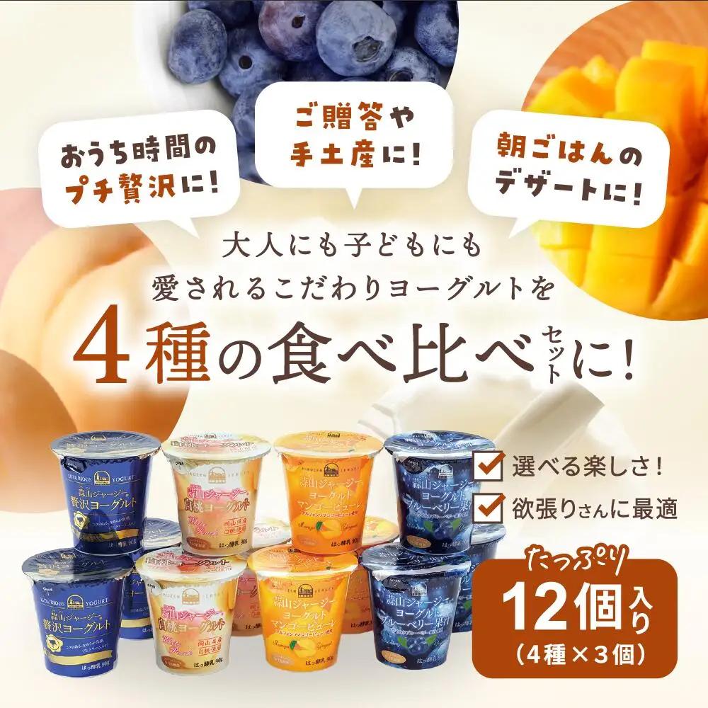 ヨーグルト 岡山県真庭市蒜山 ひるぜんジャージーデザートヨーグルト12個セット（4種×3個） 【hiru014-01】