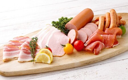 九重”夢”ポーク ハム ・ ソーセージ セット G ( 荒挽きウインナー/ボロニアソーセージ/原形ロースハムスライス/ベーコンスライス/生ハムスライス ) 計865g 5種 詰め合わせ 食べ比べ