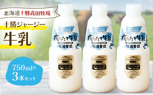 【十勝高田牧場】十勝搾りたてジャージー牛乳 750ml×3本セット【配送不可地域：離島】
