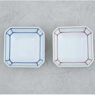 皓洋窯 有田焼 隅切小皿ペアセット 食器 うつわ 手描き 2枚 取皿 正方形 四角 ギフト 贈り物 A10-237_イメージ3
