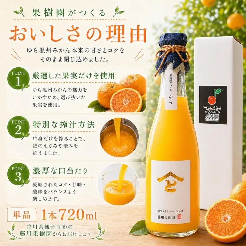 果樹園直送 無添加 ゆら100％ストレートジュース（単品） 果実飲料 柑橘 飲料 みかん 温州みかん