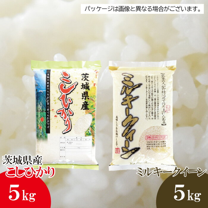 【ふるさと納税】【坂東市産】【令和7年産米】茨城コシヒカリ5kg＋茨城ミルキークィーン5kgのセット ／ 令和7年 新米 米 お米 こめ コメ 精米 白米 ご飯 国産米 10kg 10キロ 艶 粘り 旨味 甘み おいしい お取り寄せ 産地直送 産直 坂東市産 茨城県産 茨城県 送料無料 No.480