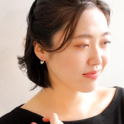 ふるさと納税 山梨県 【山梨県】【ジュエリー】K18/PT cat/キャット ピアス |  | 03