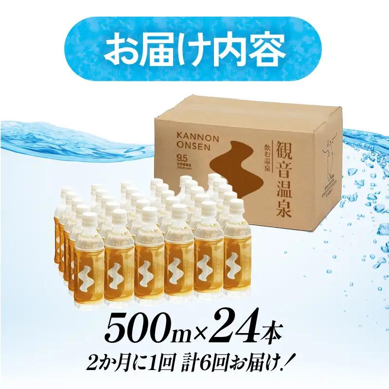飲む温泉　観音温泉　500ml　(24本入)　1ケース　定期便　（1年間で6回）