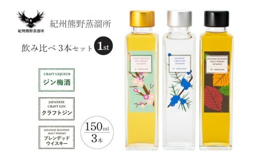 紀州熊野蒸留所 飲み比べ 150ml 3本セット【prm026A】
