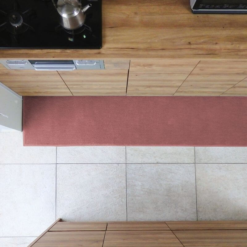 北欧風キッチンマット ラグマットタイプ 45×210cm ノーマル型 ライトマホガニー 抗菌防臭 SEK 織人しきもの屋工房 diw0080