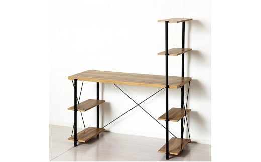 
            ラックデスク 組立簡単 幅120 4段 デスク パソコンデスク パソコンラック スチールラック ワークデスク 省スペース ドライバー不要ラックデスク ナチュラル AKU104390001
          