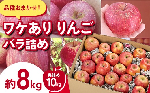 《先行予約 2026年度発送》品種おまかせワケありりんごバラ詰め8kg(実詰め10kg)  りんご リンゴ 林檎 デザート フルーツ 果物 くだもの 果実 食品 山形県 FSY-1858