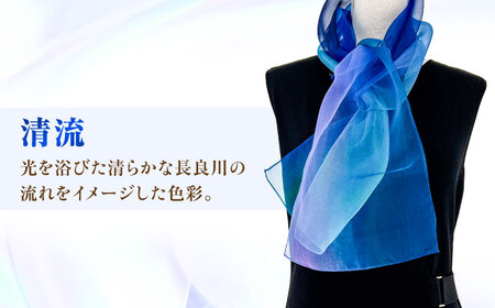 美濃友禅　【シルクスカーフ】　NAOE KAWAMURA ー清流ー 岐阜市 / 河村尚江デザイン事務所[ANDE004]