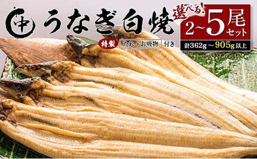 
            中村商店 うなぎ白焼セット 2尾～5尾（計362g以上～905g以上）特製たれ・お吸い物付
          