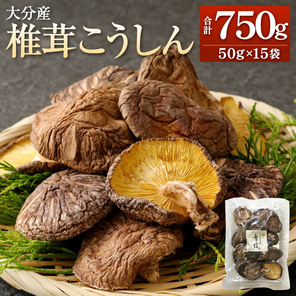 【ふるさと納税】大分産 椎茸 こうしん 合計750g 50g×15袋 しいたけ きのこ キノコ 茸 春 国産 九州産 大分県産 送料無料