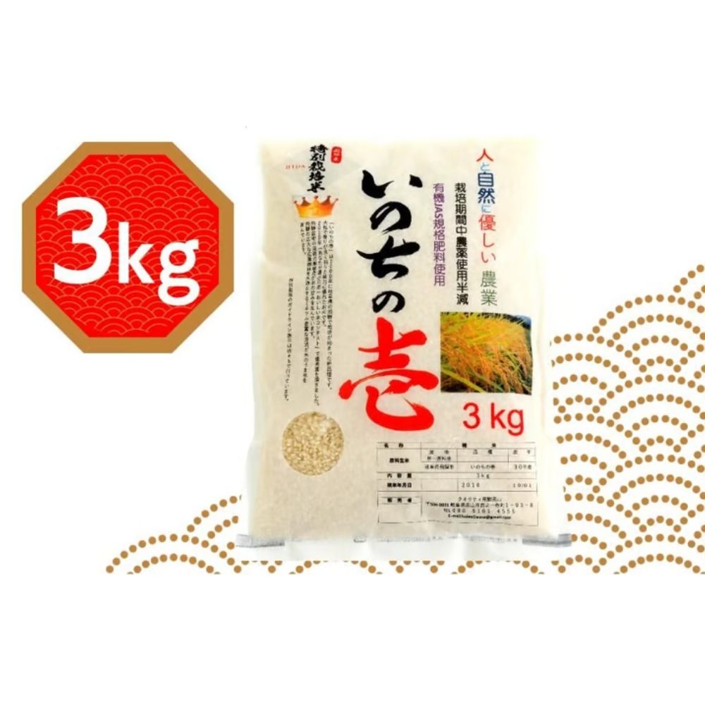 【ふるさと納税】令和7年産 飛騨高山産「いのちの壱」（白米）3kg 2025年産 飛騨産 お米 白米 特別栽培米 クオリティ飛騨高山【90周年】 AU015-CP01