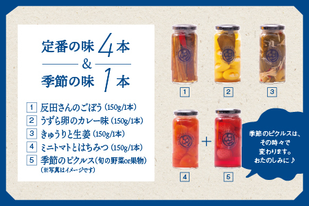 やまあいピクルス 定番4本＋季節1本(おまかせ)｜ピクルス ピクルス ピクルス 野菜 果物 健康 詰め合わせ セット YP-1