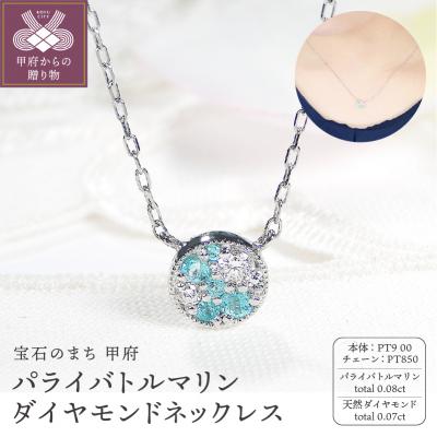 ふるさと納税 甲府市 PT900/PT850パライバトルマリン ダイヤモンドネックレス (Fph006)