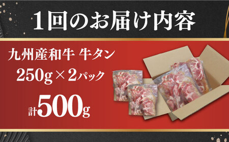 【12回定期便】【塩だれ】九州産和牛の牛タン 約500g（約250g×2パック）長与町/岩永ホルモン [EAX087] 国産 焼肉 薄切り スライス