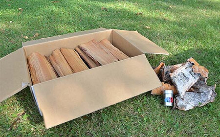 沼田町産 乾燥カラマツ薪 長さ約30cm 5kg 白樺樹皮付き キャンプ アウトドア用品 n-0089