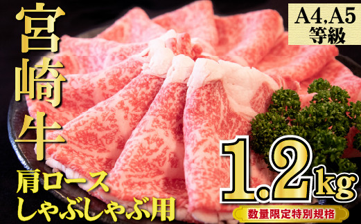 
            【年末年始特別規格】A4等級以上宮崎牛肩ロースしゃぶしゃぶ 1.2kg（牛肉 黒毛和牛 宮崎牛 ロース しゃぶしゃぶ用 すき焼き用 赤身 霜降り 人気）
          