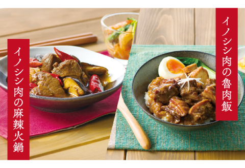 猪肉のレトルトシリーズ5食セット【スパイスカレー 200g×2個 すき焼き風 190g 麻辣火鍋 180g 魯肉飯 160g 肉 イノシシ肉 天然 ジビエ 加工食品 レトルト 温めるだけ 簡単調理 気