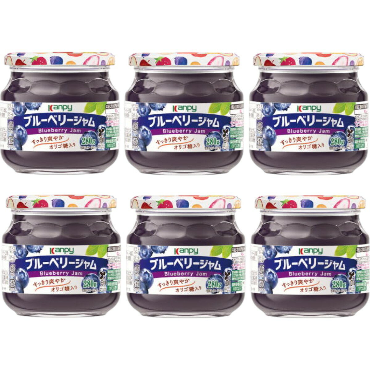 【ふるさと納税】カンピー　ブルーベリージャム 280g 1ケース（6本入） | 兵庫県 丹波篠山市 ギフト 朝食 果実ジャム フルーツジャム オリゴ糖配合 トースト ヨーグルト 家族向け まとめ買いに ブルーベリー