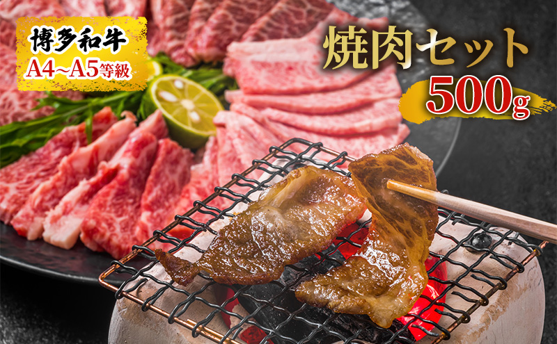 博多 和牛 焼肉 セット 500g A4～A5 配送不可：離島 バーベキュー お肉 牛肉 バラ(カルビ) ロース 
