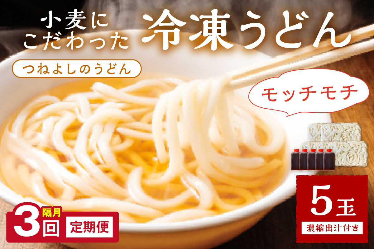 時短調理！モチモチうどん／京丹後つねよしの冷凍うどん 5玉入り（5食分） 濃縮出汁付き　定期便（隔月×3回）　KI00032