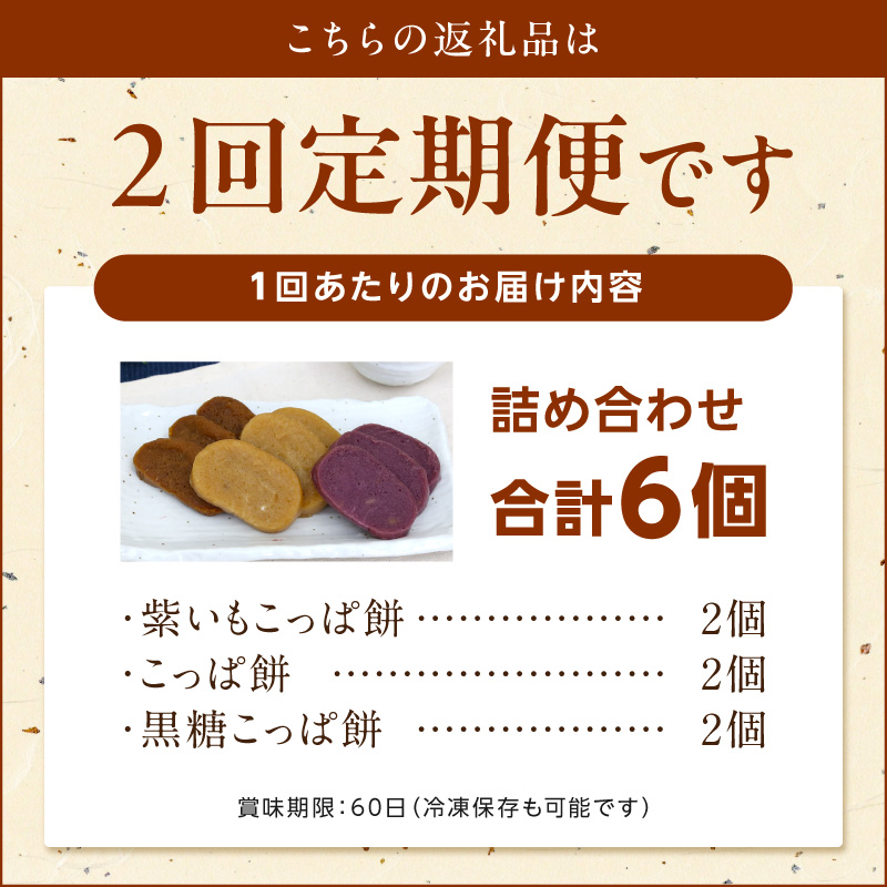 S031-002-T02_【定期便2回】天草 郷土の味 こっぱ餅詰め合せ 6個入り