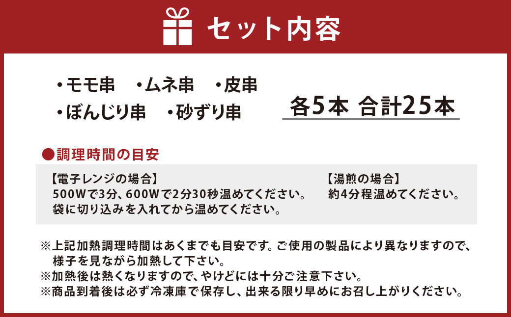  熊本産 肥後のうまか赤鶏 焼き鳥セット 5種 盛り合わせ （計25本）