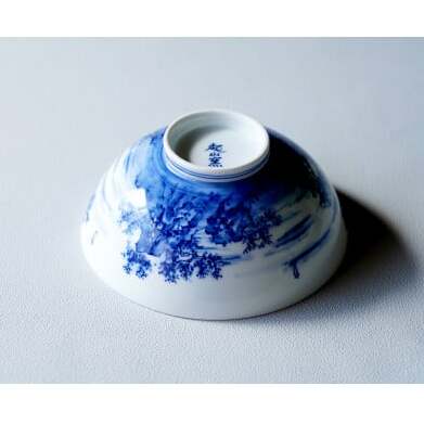 有田焼 呉須染付 山水絵 茶碗 起山窯 A20-122_イメージ5