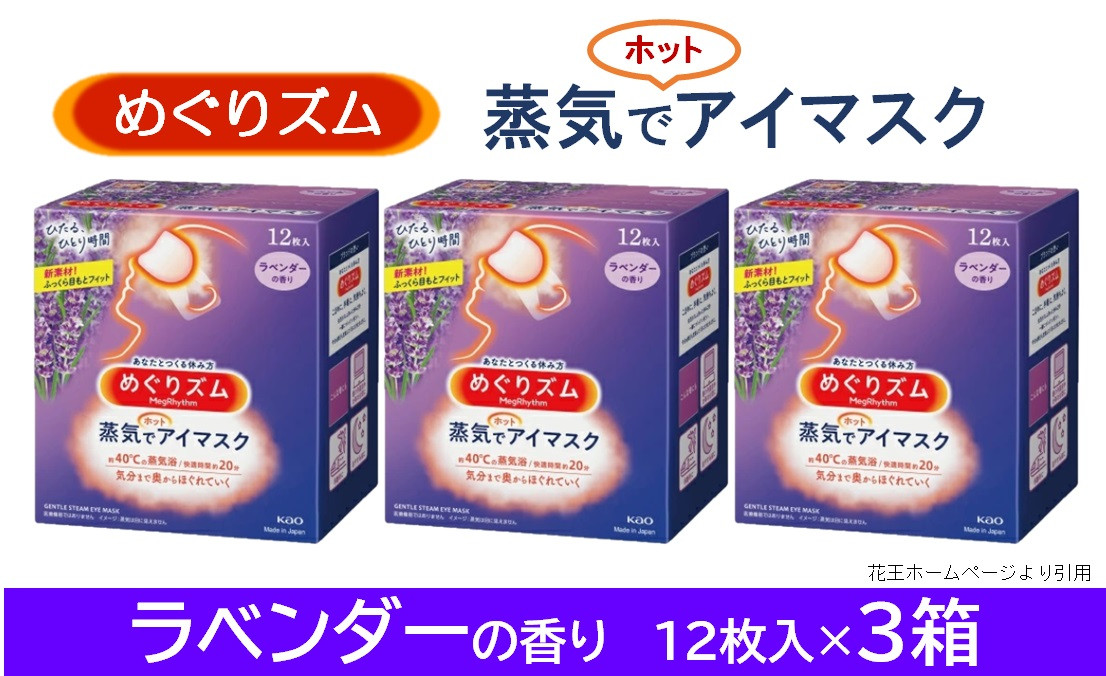 
SA2197　めぐりズム 蒸気でホットアイマスク【ラベンダーの香り】　36枚(12枚入×3箱)
