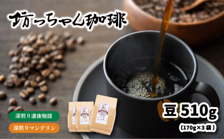 コーヒー 豆 セット 510g ( 170g×3袋 )  ( 深煎り コーヒー 自家焙煎 コーヒー 坊っちゃん珈琲 コーヒー 新鮮 コーヒー  コーヒー 珈琲 ドリップコーヒー スペシャルドリップコーヒー ブレンドコーヒー コーヒーセット コーヒータイム コーヒーギフト ホットコーヒー こだわりコーヒー コーヒーコーヒーコーヒー コーヒー詰め合わせ 人気コーヒー 大人気コーヒー 愛媛県 松山市 )【CK009_x01】