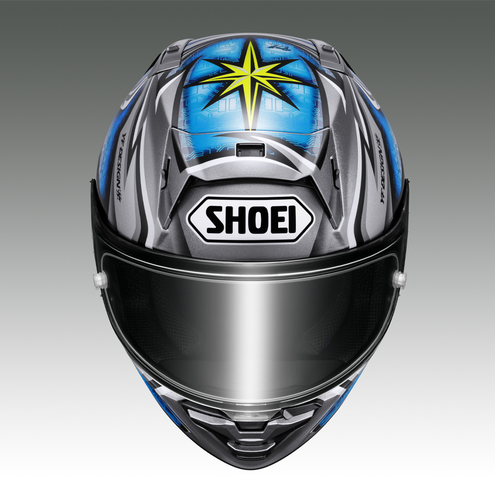 SHOEIヘルメット【X-Fifteen DAIJIRO(SILVER／BLUE)】XL フィッティングチケット付き｜エックスフィフティーン フルフェイス バイク ツーリング レーサー 加藤 大治郎 