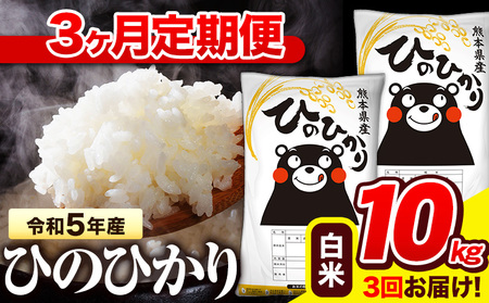 令和5年産 ひのひかり 【3ヶ月定期便】 白米 《お申し込み月の翌月から出荷開始》 10kg (5kg×2袋) 計3回お届け 熊本県産 単一原料米 ひの 熊本県 氷川町