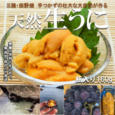 
            岩手・三陸　小さな村のきれいな海で育った　新鮮　瓶入り生うに(160g)＜令和7年6月から発送＞　　【1308103】
          