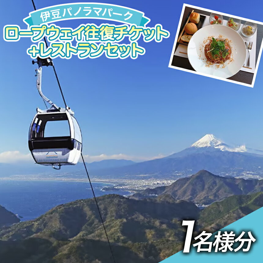 【ふるさと納税】 伊豆パノラマパーク　ロープウェイ往復チケット+レストランセット（1名様分） ／ 体験 体験券 アクティビティ 伊豆 旅行 観光 ランチ 食事 富士山 駿河湾 チケット 静岡 静岡県