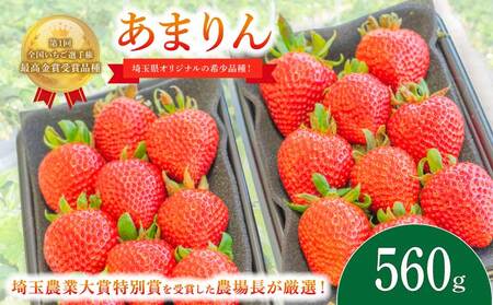 【事前予約】いちご あまりん 560g (280g×2P) 苺 イチゴ ストロベリー 産地直送 ご当地 果物 くだもの フルーツ デザート 食品 冷蔵 げんき農場 埼玉県 羽生市