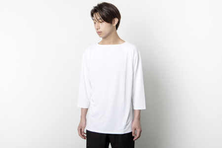 C-335 ドライボートネックカットソー七分袖 MADE IN IWAMI (WHITE)