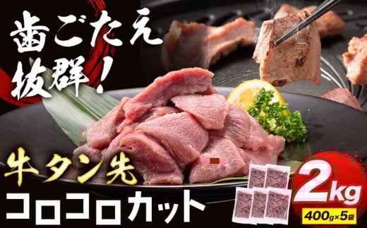 牛タン先 コロコロカット 2kg 400g × 5袋 大容量 牛たん 牛タン タン先 たん先 《90日以内に出荷予定(土日祝除く)》牛肉 肉 牛 たん タン 訳あり 焼肉 焼き肉 サイコロ カット済み シチュー 煮込み 熊本県 冷凍 小分け 簡単調理 牛 取り寄せ