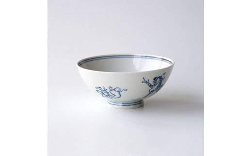 【たち吉】鳥獣戯画 飯茶碗 染付