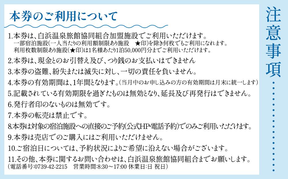 白浜温泉旅館協同組合加盟施設 共通宿泊割引券 50000円相当